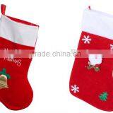 Polyester Xmas Stocking Holder Wool Felt Christmas Sock With Merry Christmas Bell Embroidered Adorned Santa Claus Head Snowflake