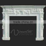 Modern Home Decoration Use Hand Carved Natural Marble Fireplace Mantels thumbnail-2