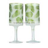 Leaves Glass Candle Holder Set of 2 Pillar Holders