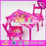 2017 New Design Home / School / Pink Wooden Girls Table and Chairs W08G197 thumbnail-1