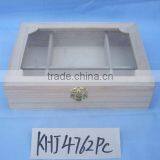 Custom Logo and Color 6 Compartment Solid Wooden Tea Box Accept OEM thumbnail-2