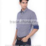 2017 NEW Indian Fashion Long Sleeve Blue Stripes French Cuff Button-down Collar Casual Man Shirt thumbnail-3