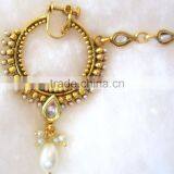 Polki HOOP NATH Press NOSE RING GOLD PLATED thumbnail-3
