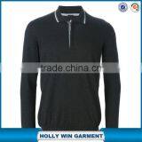 Black Cashmere-silk Blend Double Mercerized Cotton Polo Shirt for Male on Sale thumbnail-1