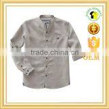 Mens Mandarin Collor Linen Cotton Blend Shirt thumbnail-1