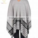 Women Stripe Cashmere Sweater Poncho Sweater thumbnail-3