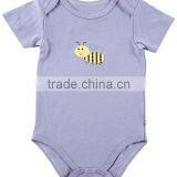 Unisex Applique Bird Summer Wear Short Sleeve Pattern Custom Made Infant Cotton Smocked Baby Romper for Wholesale thumbnail-5