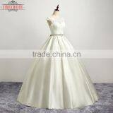 OEM Long Floor-length Beige Bridal Gown Wedding Dress thumbnail-2
