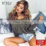 Autumn Criss Cross Top Backless Knitted Sweater Women 2017 Spring Oversized Knitwear Loose Jumpers White Pullover thumbnail-4