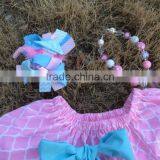 2015 New Baby Girls Pink Quatrefoil Bunny Easter Dress With Necklace and Headband Set thumbnail-2