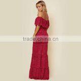 Overall Lace off Shoulder Ruffle Maxi Dresses Delicate Lady's Apparel thumbnail-6