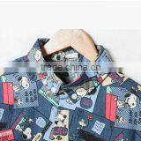 2016 Cartoon Printed Men Denim Casual Shirt thumbnail-2