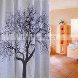 Wholesale Price 180180cm Waterproof Black Scenery Tree Design White Fabric Bathroom Shower Curtain Liner Hooks Polyester thumbnail-6