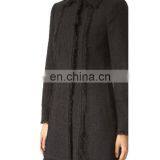 OEM Service Elegant Black Body Fit Wool Ladies Topcoat thumbnail-5