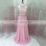 Hot Sale Two-Piece Heavy Beaded Chiffon Pink Evening Dresses LX284 thumbnail-1