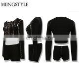 Sexy Lady Punk Bandage Top and Shorts Suit Fashion Long Sleeve Bandage Jacket for Women thumbnail-1