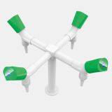 VIRTUES Laboratories Deck Mounted, Quarduple Outlet Faucet Water Supply Fitting Solid Brass Goose Neck Spout White Grey Color V04 thumbnail-1