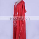 2019 Красное бохемское цветочное вышитое свободное летнее пляжное платье. Марокканский кафтан для женщин plus size, средняя длина, сарафан-стритвейр thumbnail-4