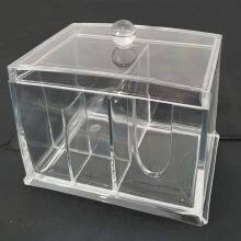 Cotton Pads Holder Makeup Organizer Cosmetics Makeup Cotton Swab Holder 4 Sections thumbnail-3