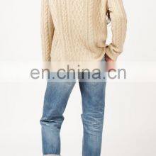 Light Color Latest Design Ladies Wool Cable Knit Sweater thumbnail-3