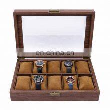 OEM High End Top Glasses 10 Digits Wooden Watch Display Box Storage Watch Organizer thumbnail-5