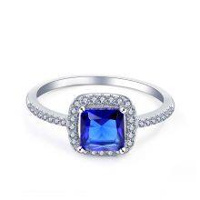925 Sterling Silver Square Sapphire Zircon Rings Women's Zircon Rings thumbnail-2
