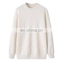 High-End Women's Winter Casual 100% Cashmere Sweater Long Sleeve Solid Pattern Crew Neck Knitted Weave With Front Logo thumbnail-1