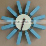 Popularoriginal Quality Design Blue Wood Block Wall Clock thumbnail-2