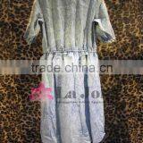 2016 Summer Ladies Lace Short-Sleeve Denim Dresses for Women thumbnail-2