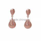 Beauty Rose Gold Ear Tops Designs Jewellery Double Ball Drop Earrings thumbnail-1