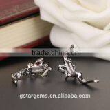 1.5CT Genuine Tourmaline Earring Clip on Earrings 925 Silver 2 Tone Rhodium Plating thumbnail-4