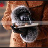 High Quality Ladies Fur Touch Screen Sheepskin Leather Gloves thumbnail-2