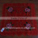 Red Satin Embroidery Table Cloth thumbnail-1