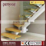Steel Structure Stairs Indoor Metal Wood Stairs Without Frame Glass Balustrade thumbnail-2