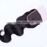 2013 New Arriviing, 12-28inches Body Wave, Baby Hair Bleached Knots, Middle Parting, European hair lace closure