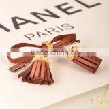 Fashion Suede Fabric Cloth Bow Hairpin Tassel Pendant Duckbill Clip Fringe Side-Knotted HairClip Accessories Barrettes For Women thumbnail-2