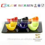 Wholesale Color Buffet Tableware, Condiment Set 6 Small Ceramic Divided Bowl With Tray