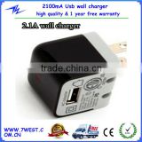 5V 2.1A Wall Charger for Mobile Phone with EU UK USA AU Travel Ac Plug for Iphone Samsung