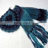 Wholesale Knitted Bicolor Degraded Hat Scarf With Fringes Sets for Children