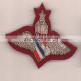 Thailand jump para wing unknown foreign patch | Embroidery silver bullion on red
