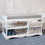 Cheap White Wood Bench Furniture With Shoe Rack thumbnail-2