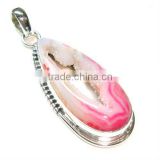 925 sterling silver geode agate druzy pendant