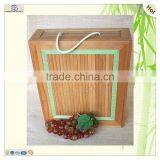 Three Bottle Bamboo Decorating Pine Wood Wine Box thumbnail-1