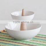 Porcelain Bowl Set With Wooden Stand thumbnail-1
