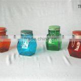 Mini Hexagon Colored Airtight Glass Jar for Spices With Flip Lid thumbnail-1