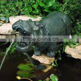 Garden Decoration Metal Craft Small Bronze Hippo Water Fountain thumbnail-1