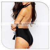 2016 Plunge Halter Neck Colour Block Swimsuit for Beautiful Women Sexy One Piece Bathing Suits thumbnail-2
