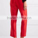 Wholesale Women Apparel Red-color Matte-satin Pressed Pleats Soft Fitting Pants(DQE0390P) thumbnail-3