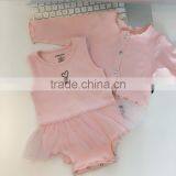 Pink Colour Baby Clothes Dressy Rompers 2pcs Set Knitted Baby Tutu Romper thumbnail-2