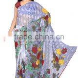 Digital Flower Rose Printed Designer Saree With Blouse Material thumbnail-2
